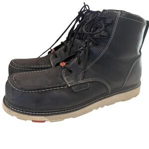 The BRUNT Men's Size 13 The Marin 6" Waterproof Black Work Boot moc toe design